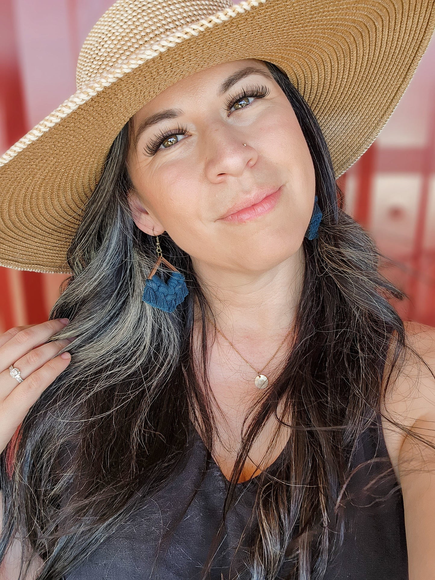 Bohemian Sunrise Collection Macrame Fringe Earrings - Diamond