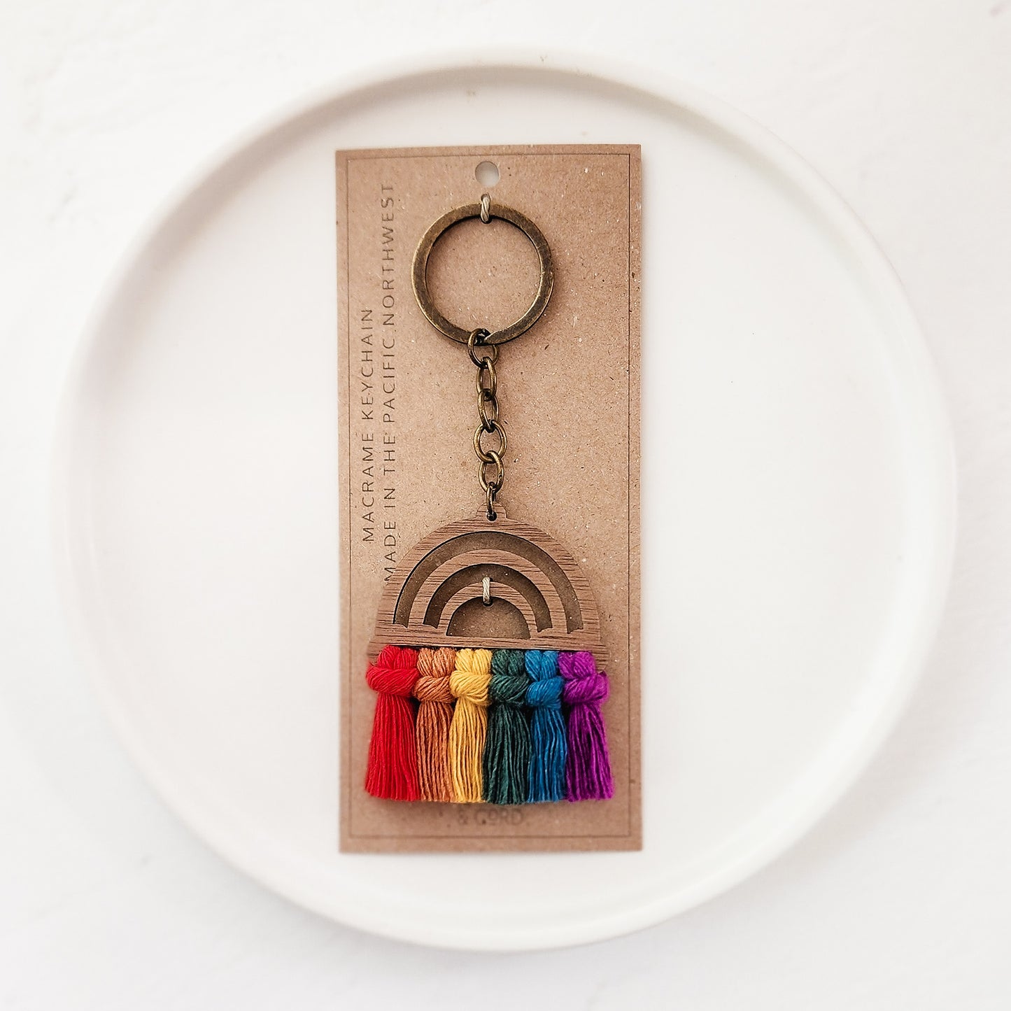 Wood Rainbow Keychain