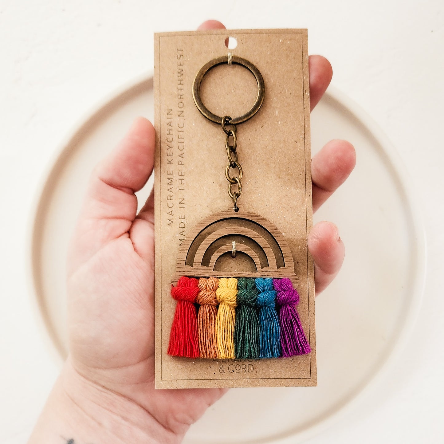 Wood Rainbow Keychain