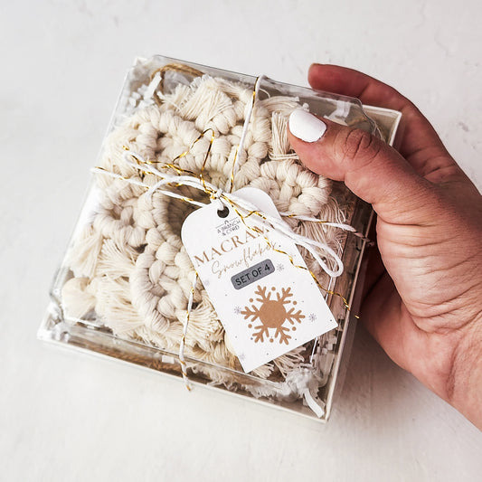 Macrame Snowflake Ornament Set of 4