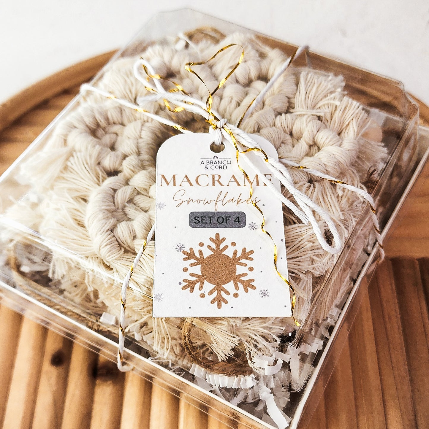 Macrame Snowflake Ornament Set of 4
