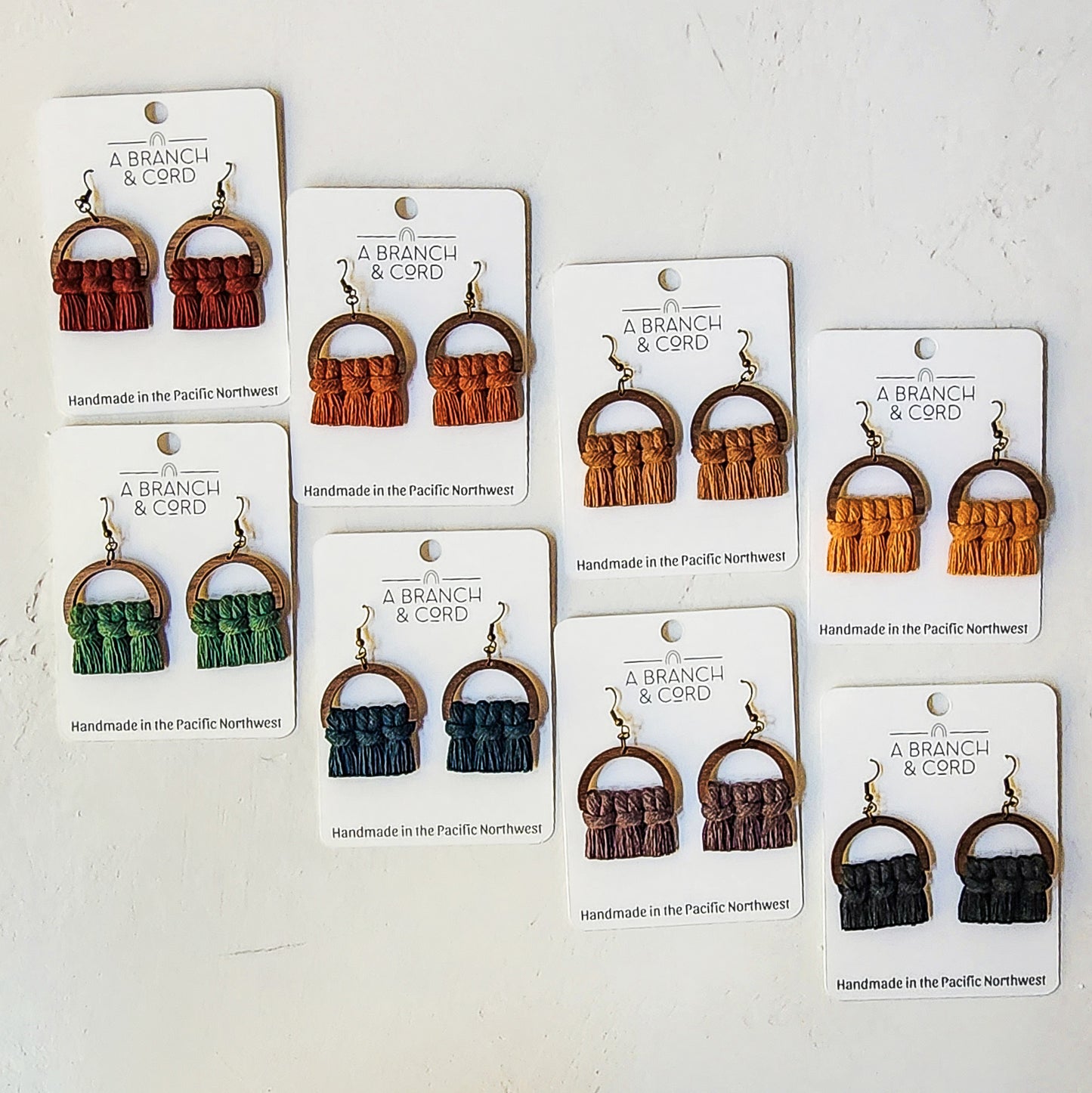 Bohemian Sunrise Collection Macrame Fringe Earrings - Semi Circle