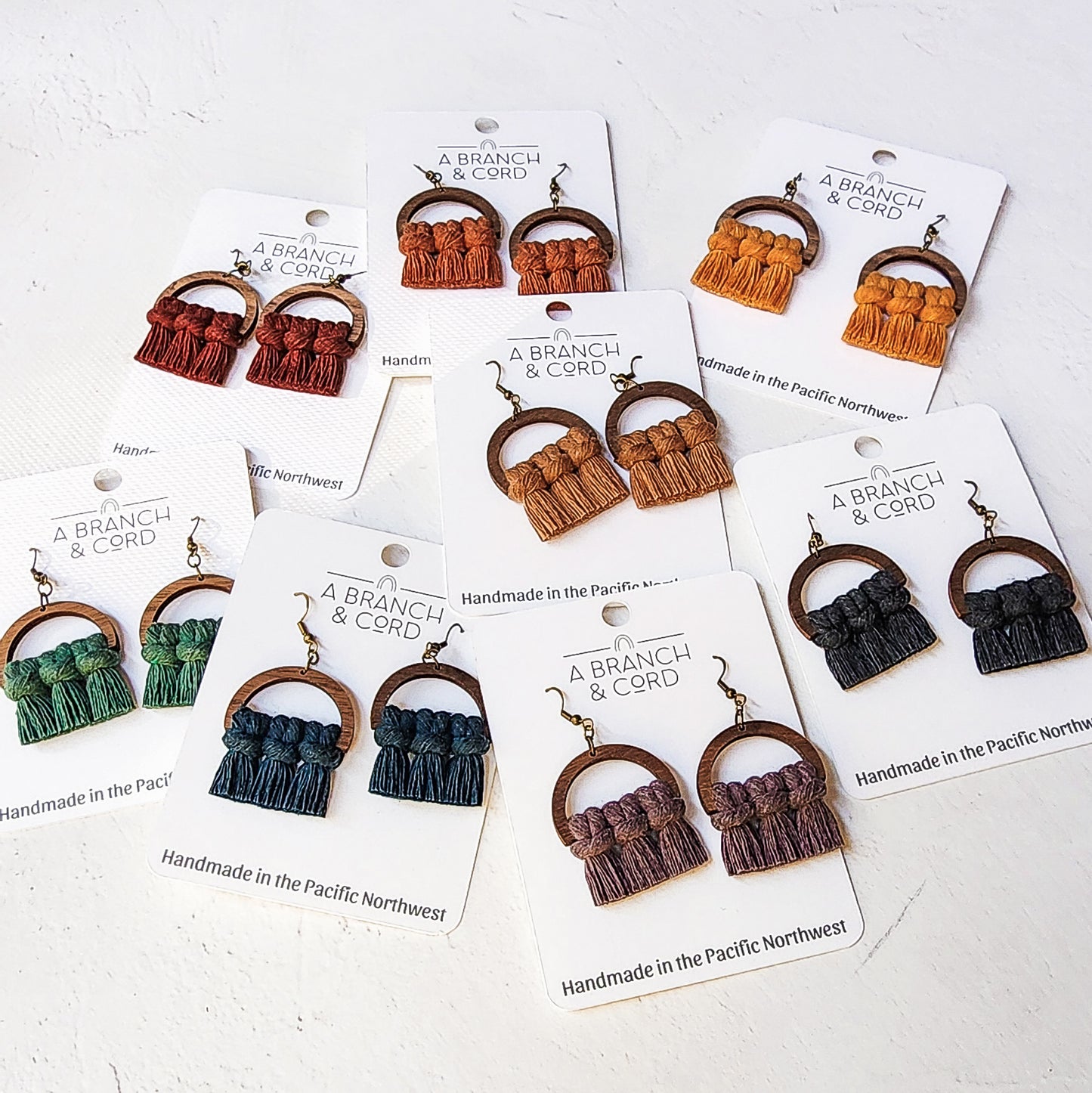 Bohemian Sunrise Collection Macrame Fringe Earrings - Semi Circle