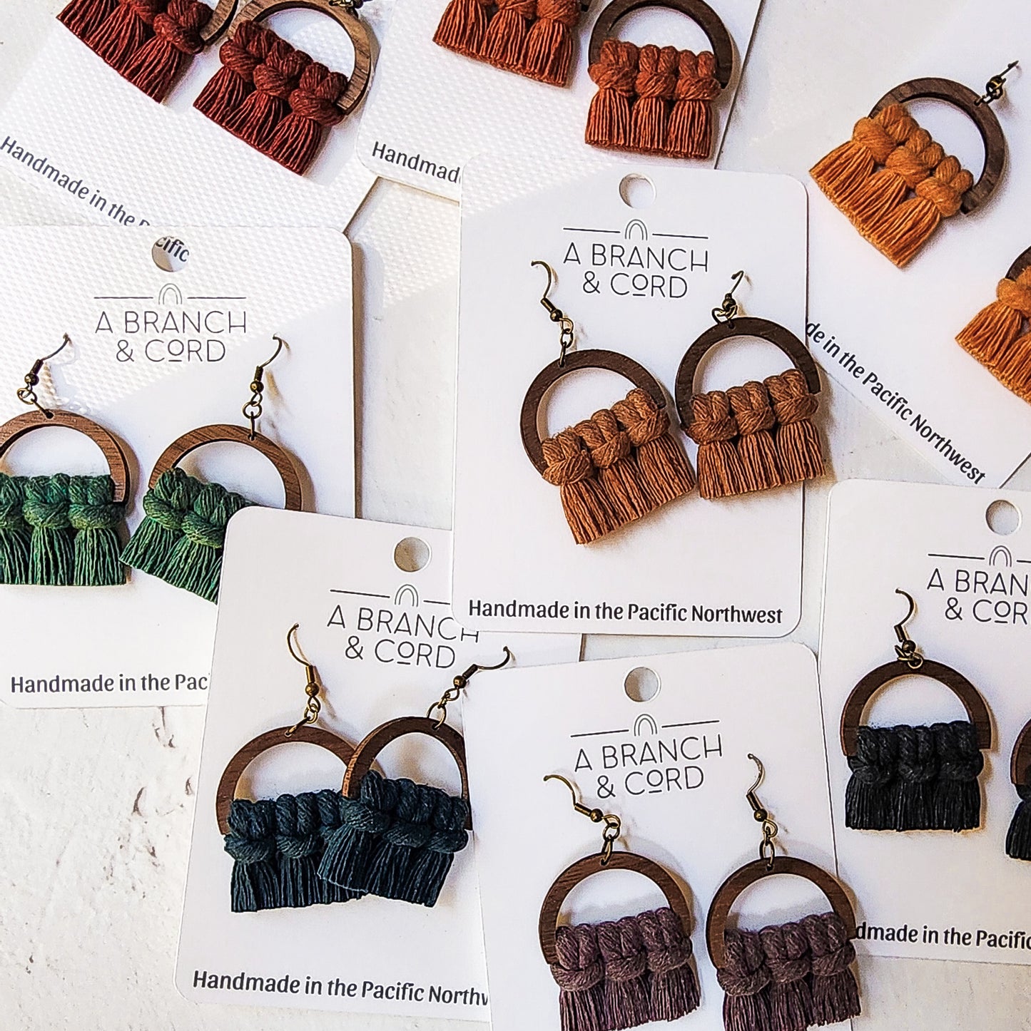 Bohemian Sunrise Collection Macrame Fringe Earrings - Semi Circle