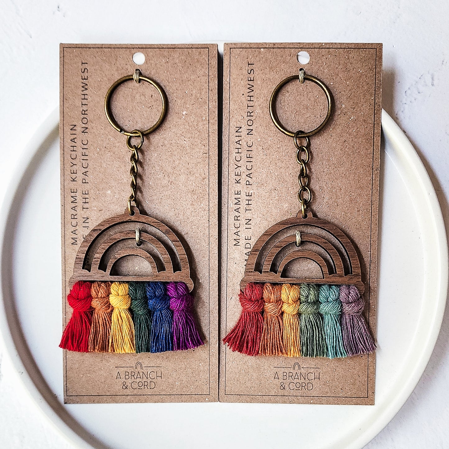 Wood Rainbow Keychain