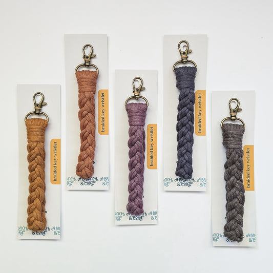 Macrame braided key wristlet