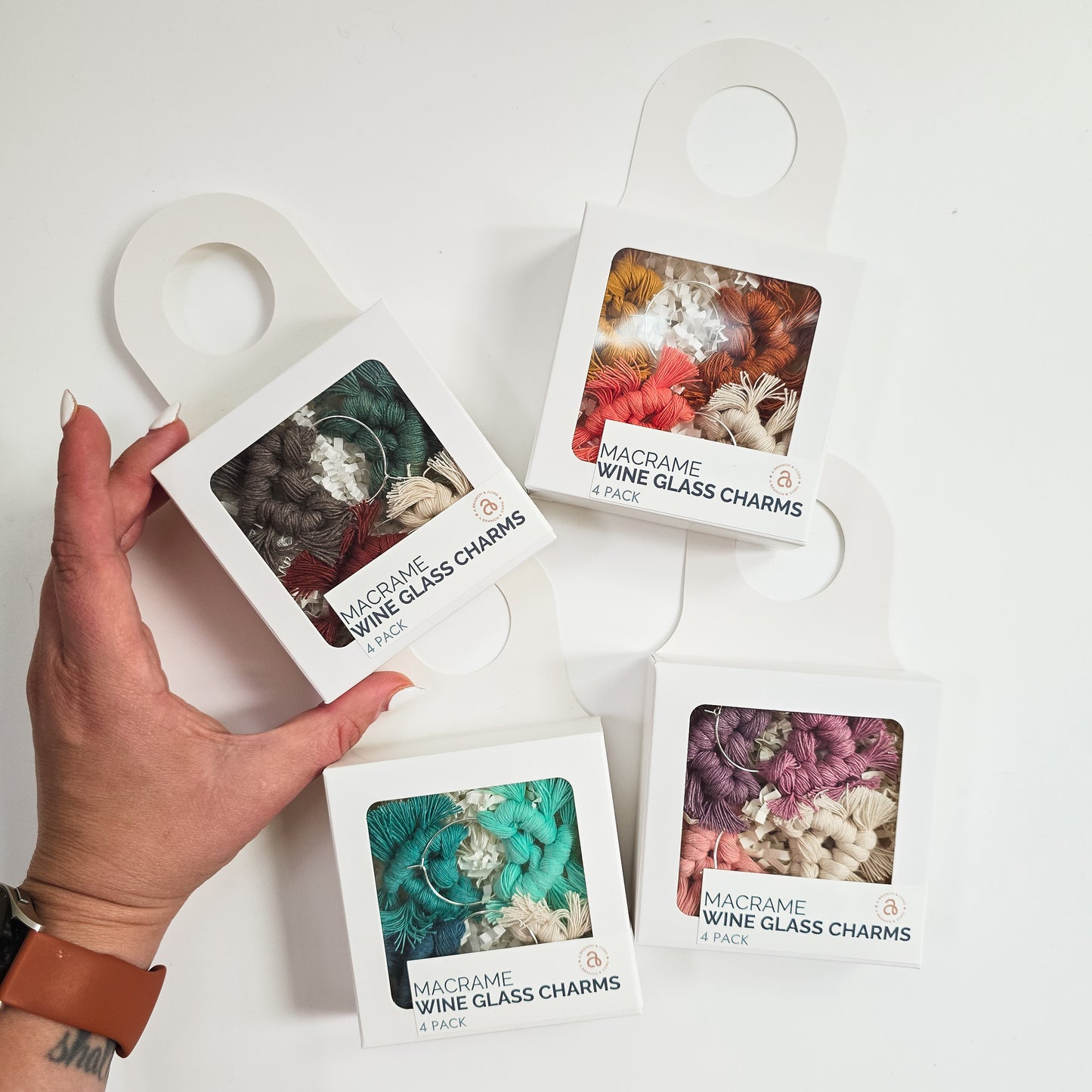 Macrame wine charms