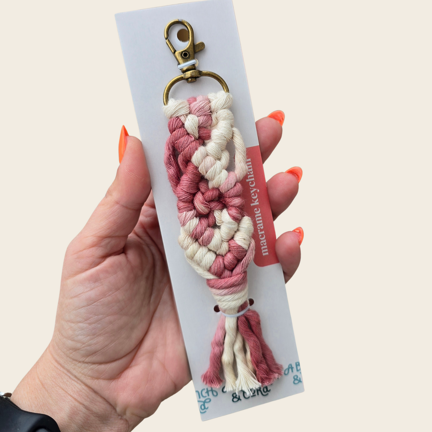 Macrame Knotted Keychain - Mixed Berry
