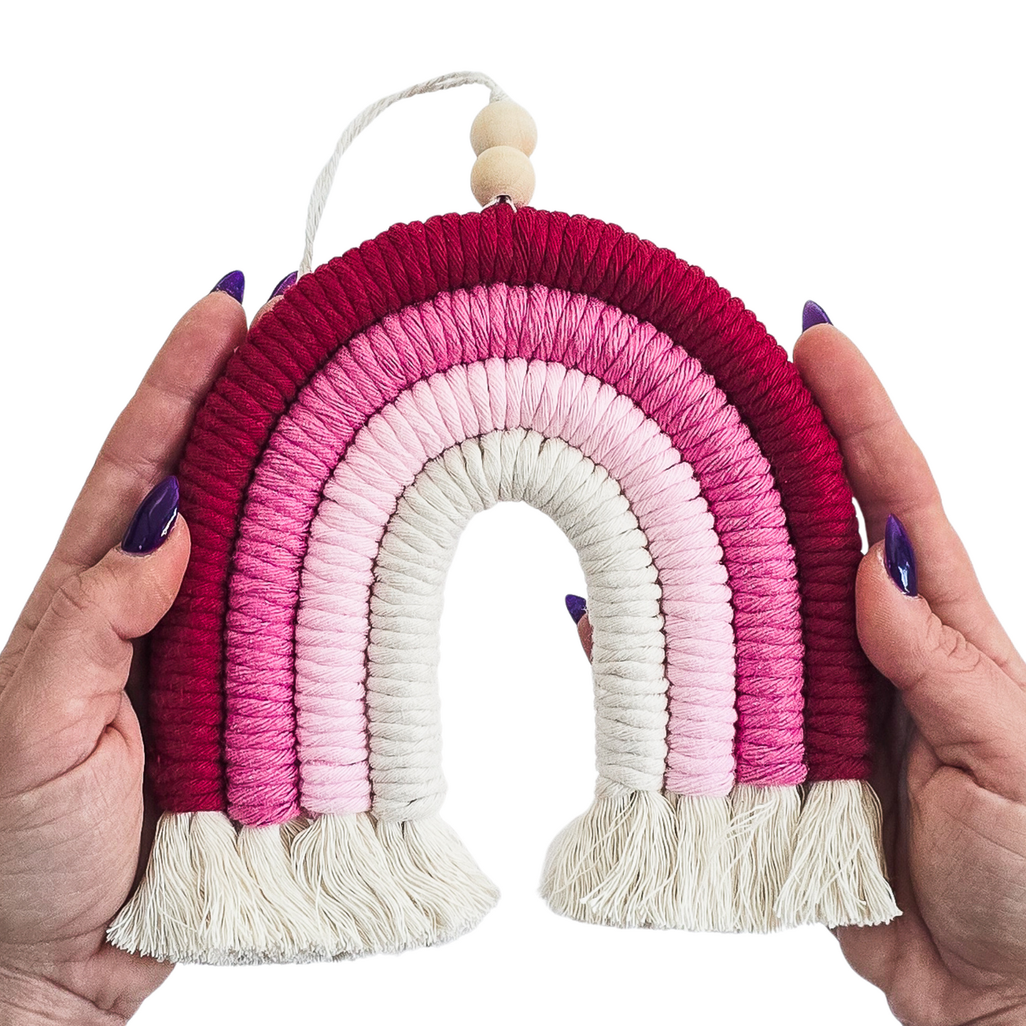 Red and pink macrame rainbow