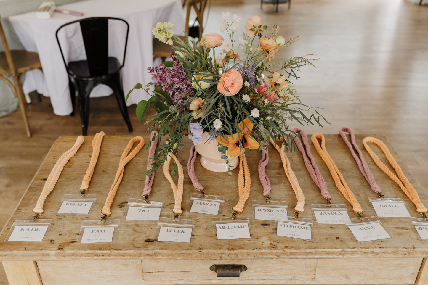 Macrame badge lanyard