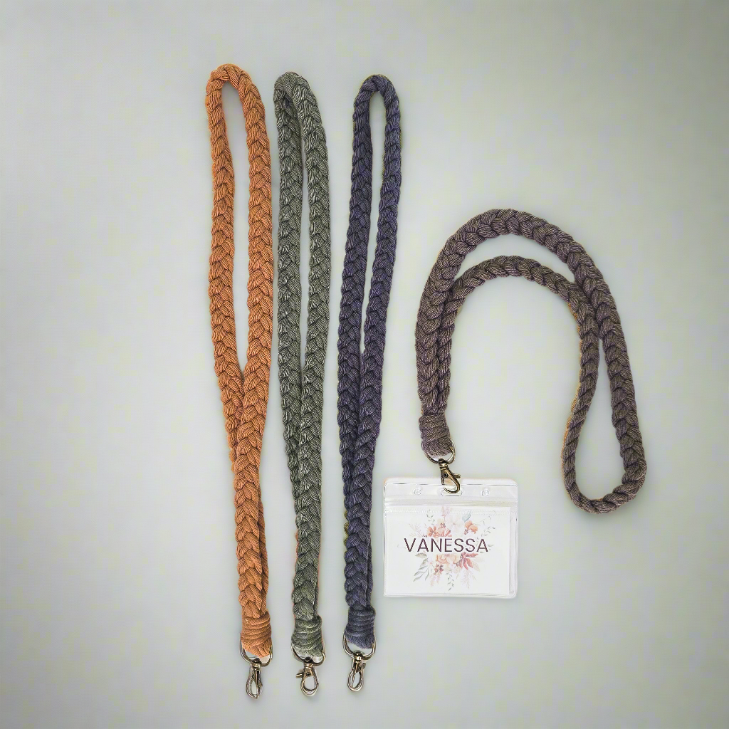 Macrame badge lanyard