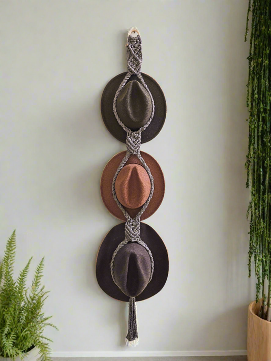 Macrame braided hat hanger by A Branch & Cord