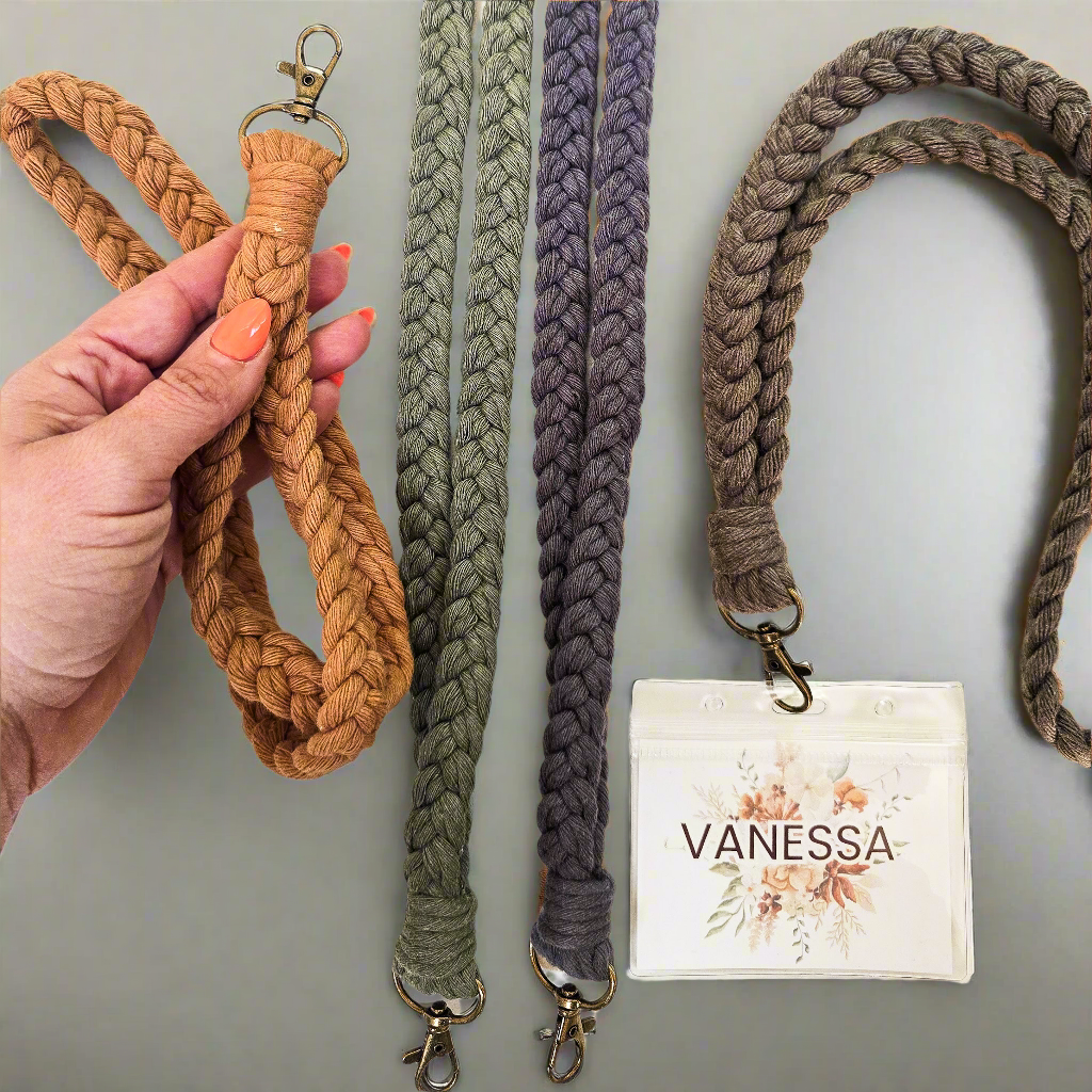 Macrame badge lanyard