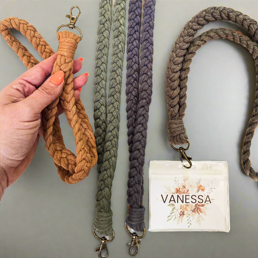 Macrame badge lanyard