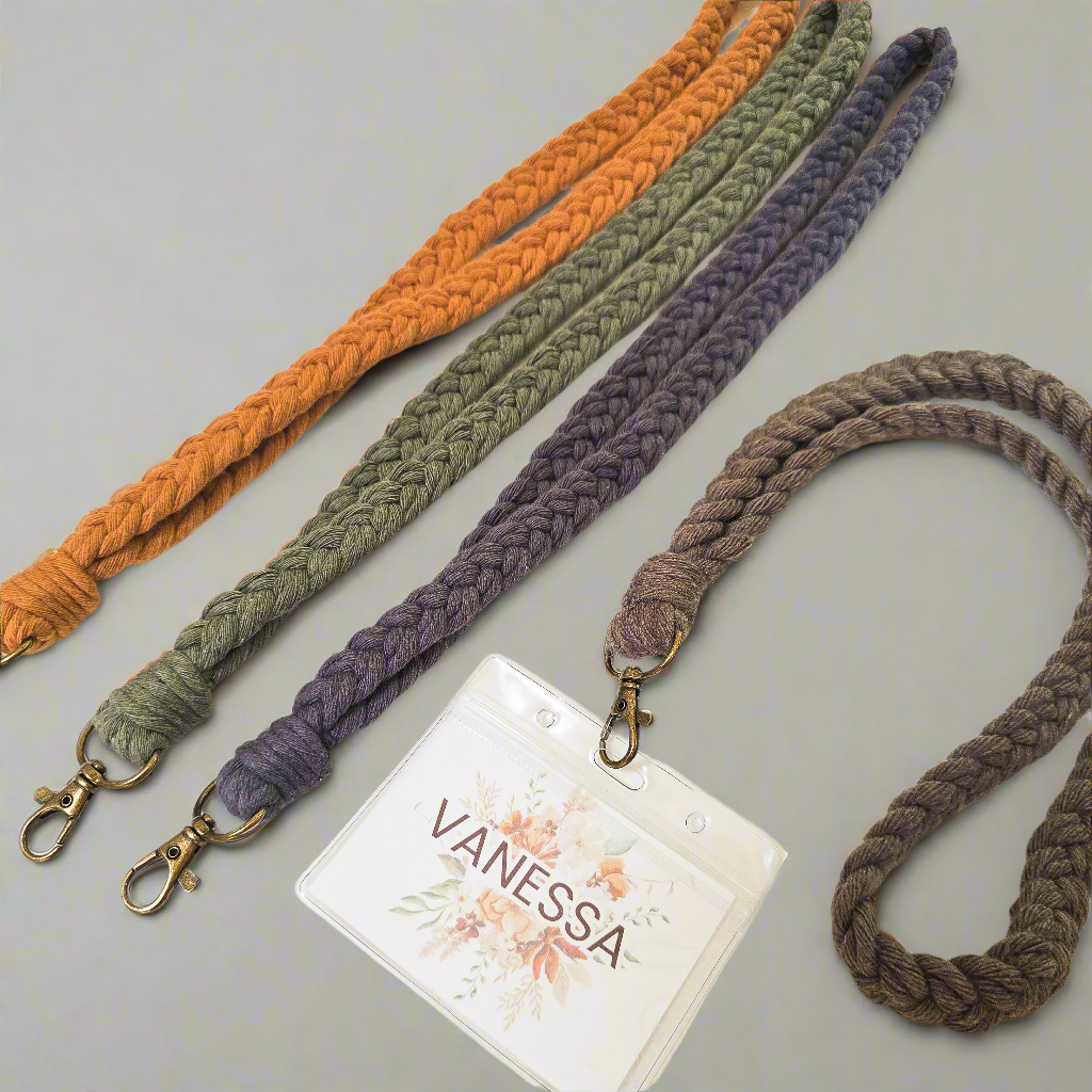 Macrame badge lanyard
