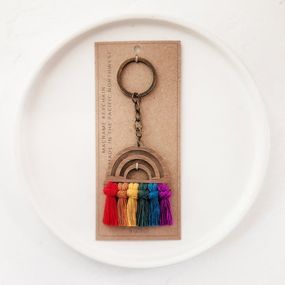 Wood Rainbow Keychain