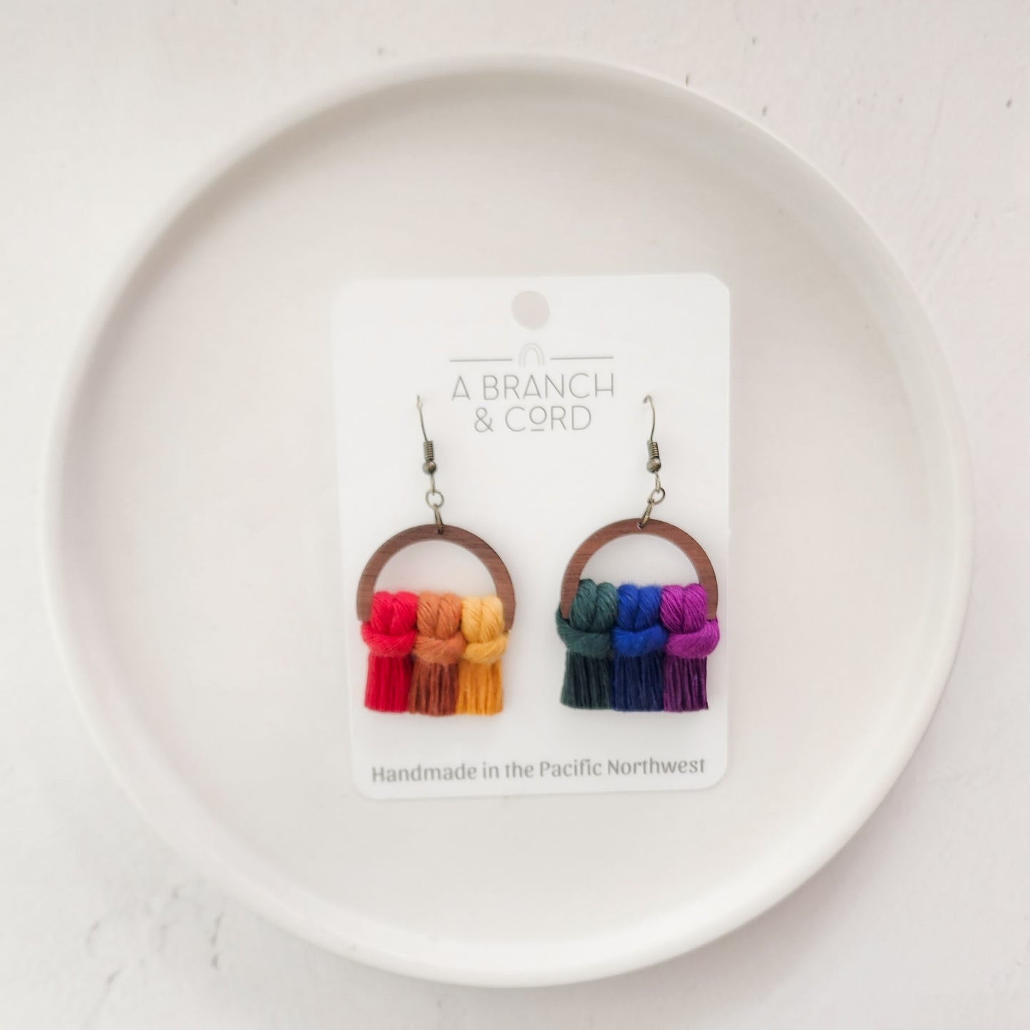 Macrame Fringe Earrings - Pride/ Classic Rainbow