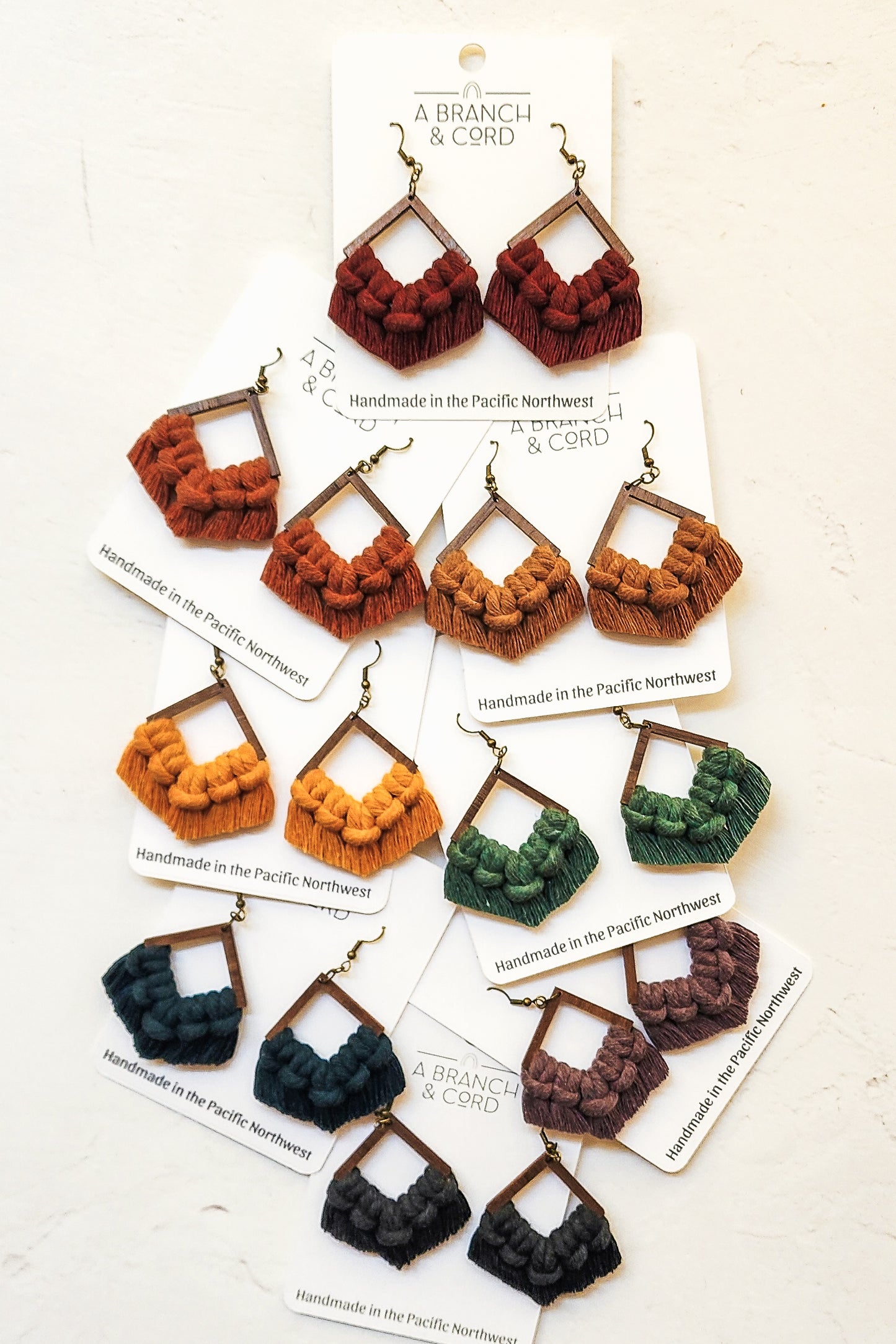 Bohemian Sunrise Collection Macrame Fringe Earrings - Diamond