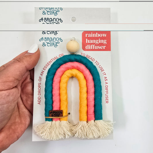 Custom rainbow macrame diffuser 