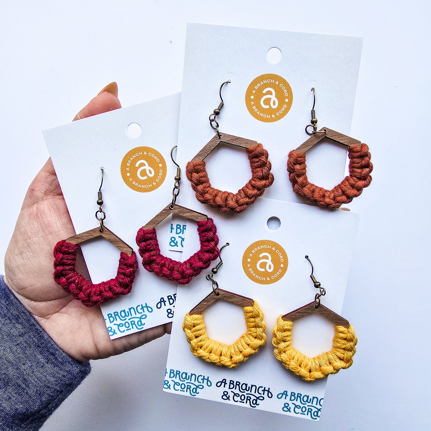 Macrame Knotted Earrings - Honeycomb