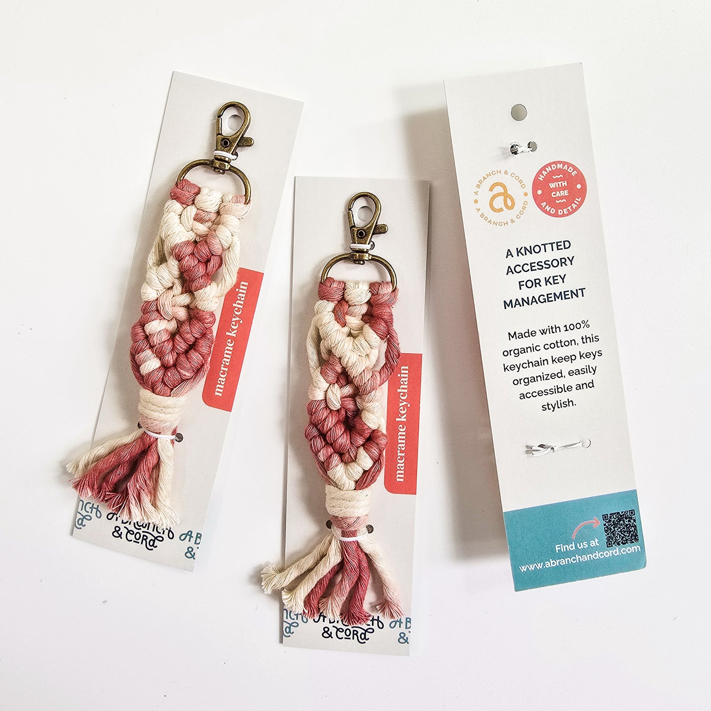 Macrame Knotted Keychain - Mixed Berry