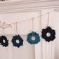 Macrame Snowflake Garland – 9 Handmade Snowflakes in Blue Tones