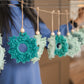 Macrame Snowflake Garland – 9 Handmade Snowflakes in Teal Tones