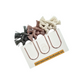 Set of mini macrame bookmark holders on a white background