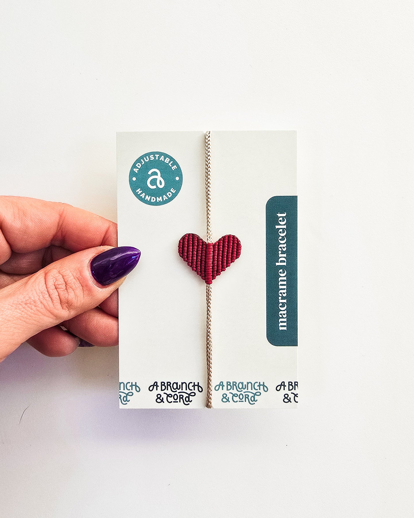 Heart Macrame Adjustable Bracelet - Valentine Collection