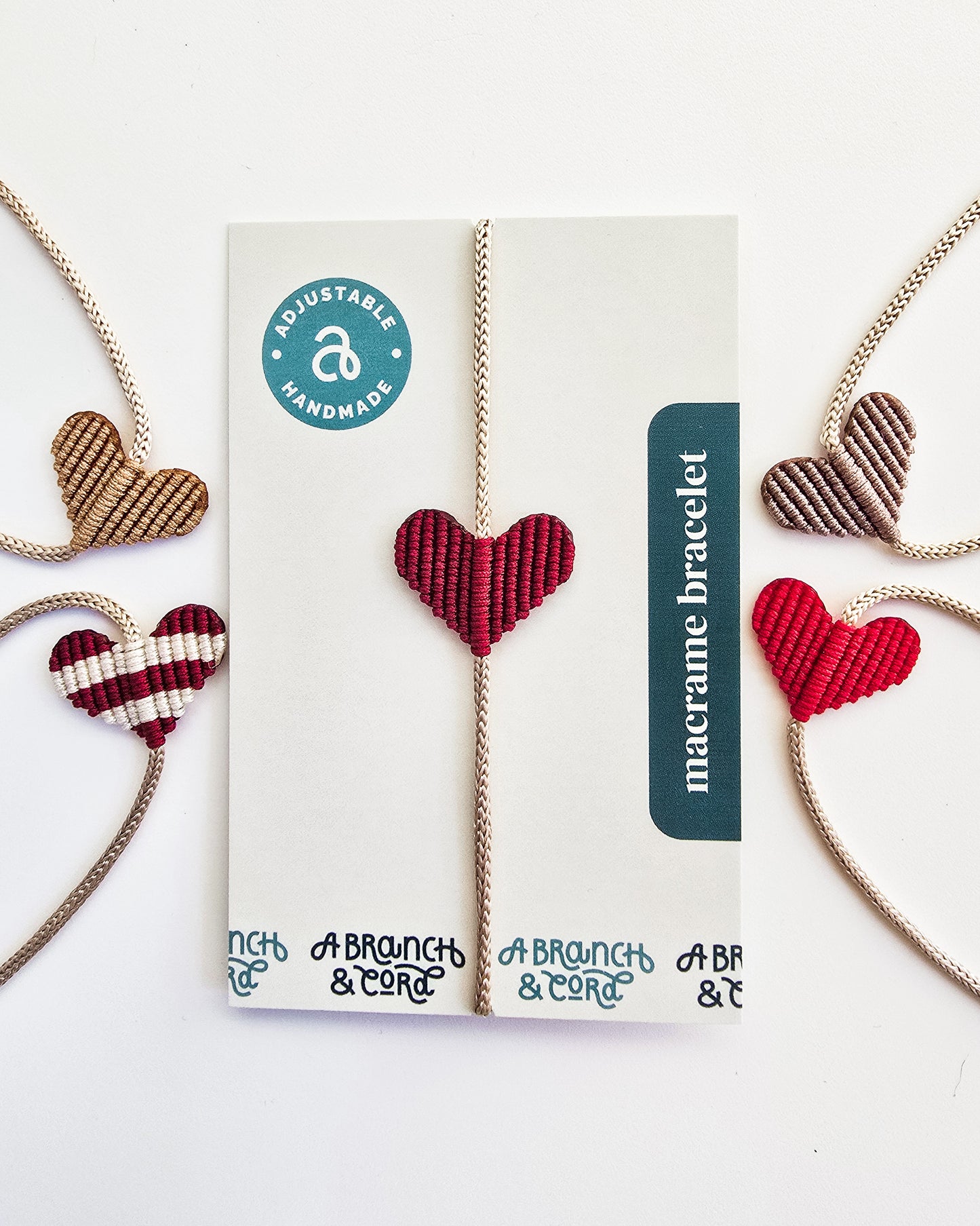 Heart Macrame Adjustable Bracelet - Valentine Collection