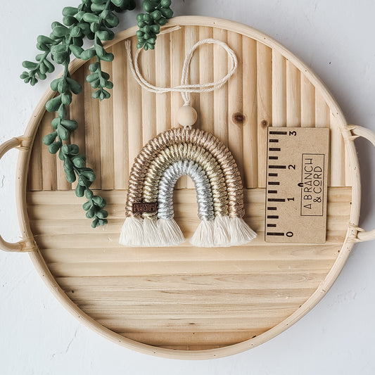Macrame Rainbow Small Hanging Diffuser - Metallics