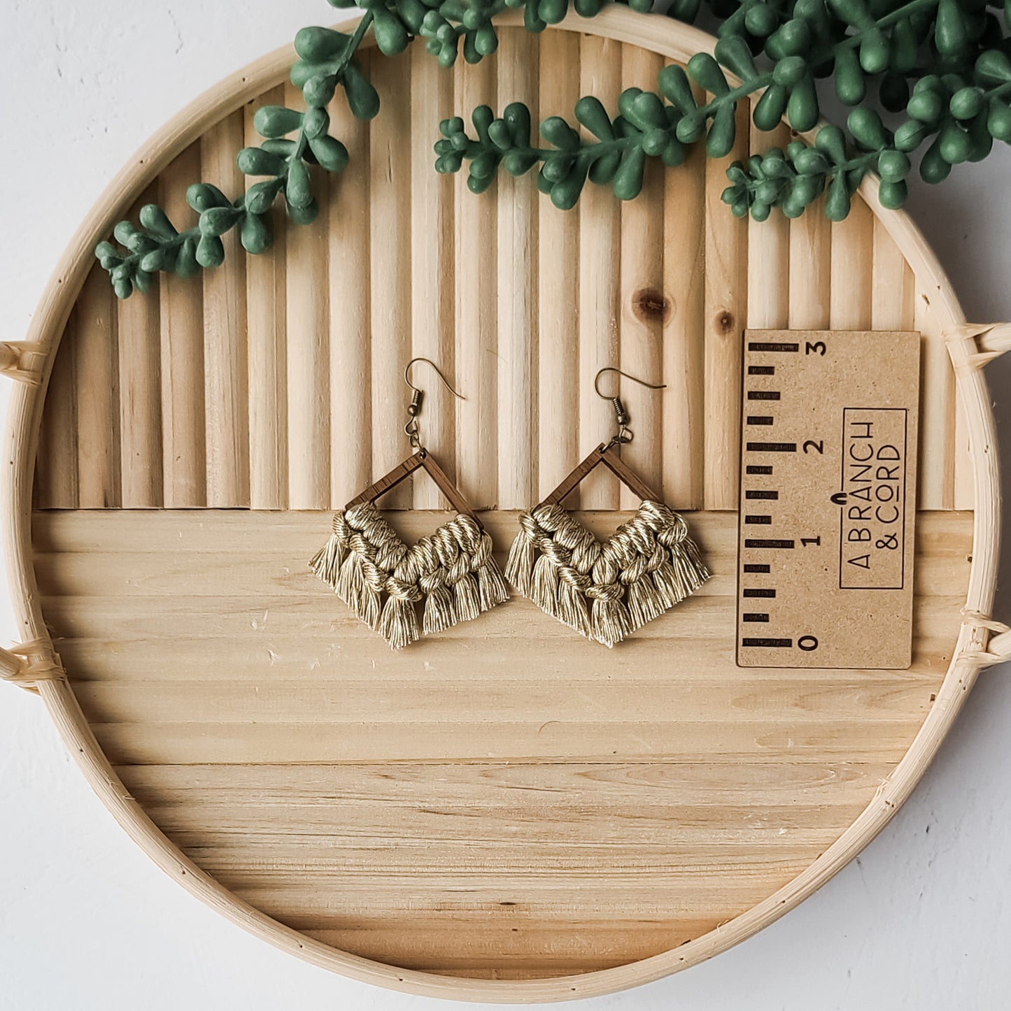 Macrame Fringe Earrings - Diamond Metallics