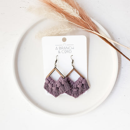 Macrame Fringe Earrings - Diamond