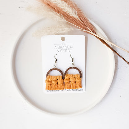Macrame Fringe Earrings - Semi Circle