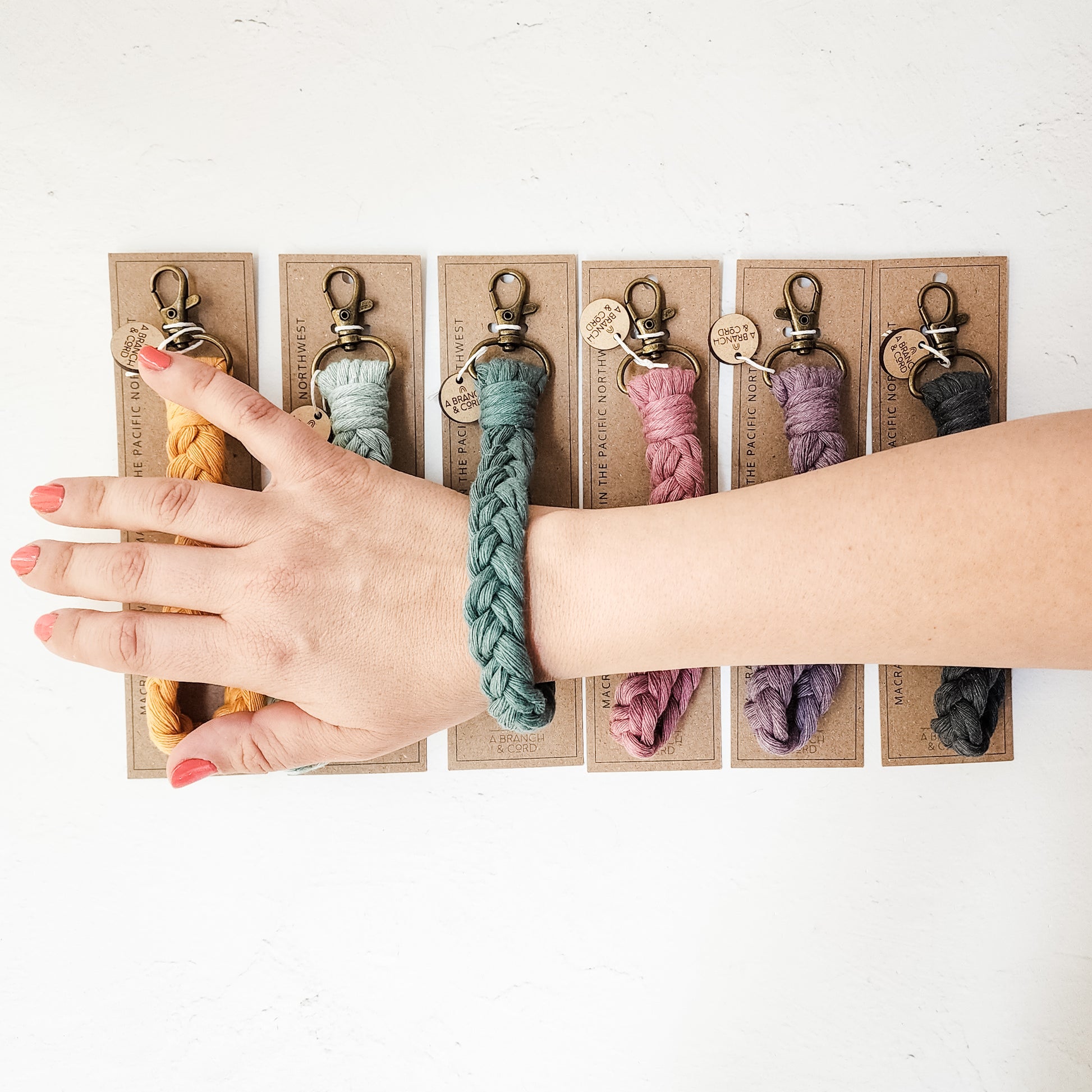 A Cord & Branch Macrame Keychains