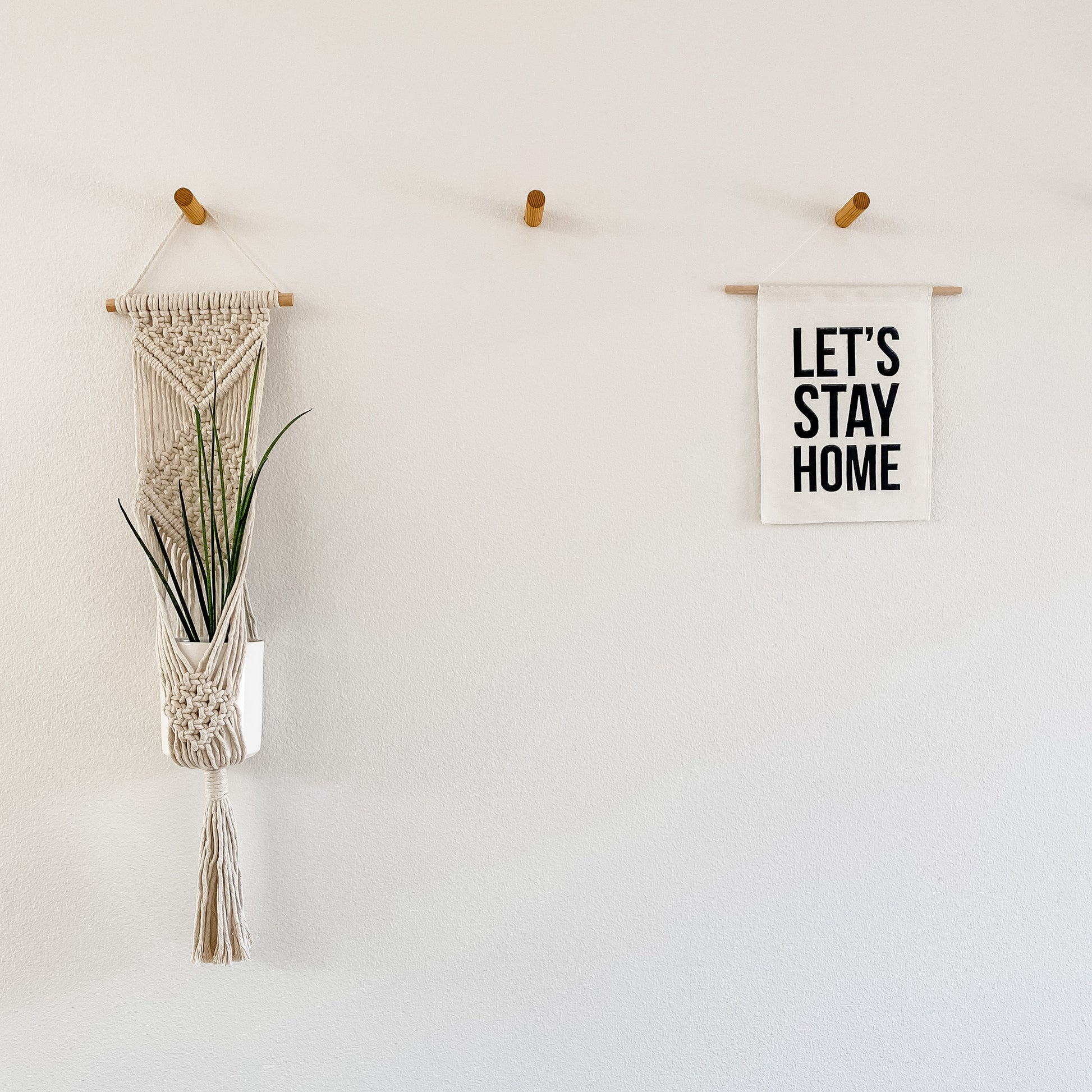 macrame plant hanger white Macrame Hanging Wall Planter